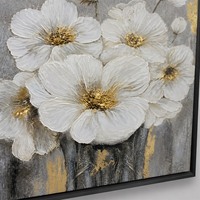 Peinture à l'huile abstraite moderne de fleurs sur toile avec impression numérique 6 couleurs pour décoration murale de salon, cadre toutes saisons