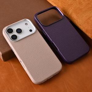 เคสโทรศัพท์หนังสำหรับ iPhone 17 Air Pro Max, เคสกล้องโลหะลายเพบเบิลลิ้นจี่สำหรับ iPhone 17 Air Pro Max ขายส่งจำนวนมาก - Product Image 1