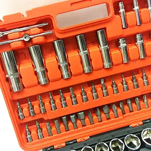 108 Stuk Plastic Gereedschapskist Opslag Case1/4 1/2 Inch Combinatie Pakket Gemengde Hand Kits Dopsleutel Auto Reparatie tool Set