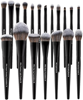 Daily Queen & Mor-phe 19 pièces Pinceaux de maquillage en poudre à manche noir brillant Nano Hair Glossy Black Qualité supérieure et sensation luxueuse Logo personnalisé