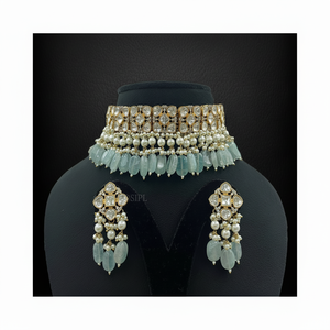 Elegante conjunto de perlas y gargantilla Royal Kundan gargantilla con pendientes para mujeres niñas para compromiso de boda - Product Image 1