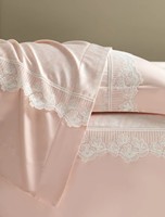 Parure de lit en coton longues fibres de haute qualité, imprimée numériquement et teinte réactivement, avec dentelle rose et housse de couette douce