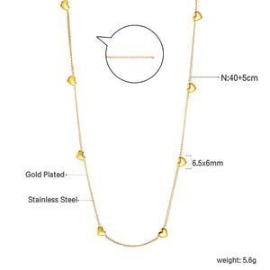 Colliers minimalistes personnalisables anti-ternissement, plaqués or 18 carats, en acier inoxydable, avec pendentif cœur pour couple, bijoux pour femmes - Product Image 3