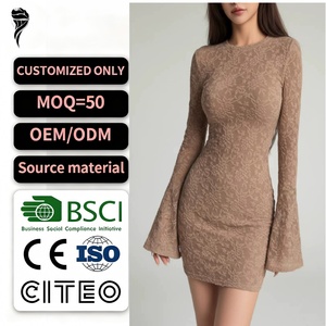 Vestido de Encaje Sexy Mini de Moda Europea y Americana, Informal, Nuevo, en Oferta, con Lazos, Transpirable, para Fiesta - Product Image 1