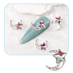 Qianya, venta al por mayor, abalorios de uñas de diamantes de imitación de lujo a granel, calcomanías de uñas de diamantes, aleación de oro y plata, abalorios de uñas 3D Sailor Moon Star - Product Image 6