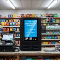 Borne de recharge commerciale à écran tactile pour la location de batteries externes, distributeur automatique de chargeurs partagés, kiosque de recharge de téléphones en libre-service
