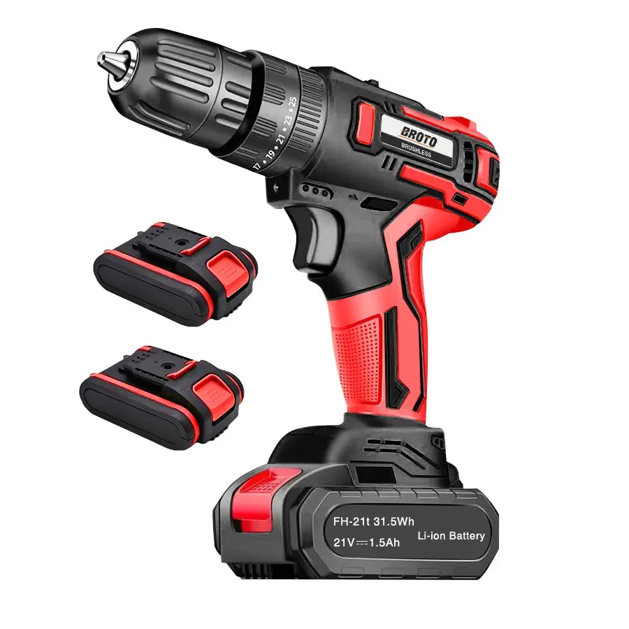 The Best Quality 21V 10mm Impact Power Drill Brushless Electric Cordless Drill Battery Tools Sets