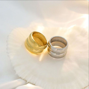 Minimalist Double <b>Ring</b> <b>Titanium</b> Steel Geometric Shape Unisex Fashion Jewelry Gift - Product Image 3