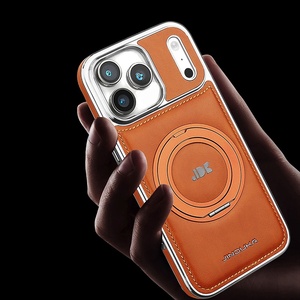 Wholesale Magnetic PU Leather Phone Case for <b>iPhone</b> 17 12 13 14 15 16 Pro Max 17 Air With 360° Metal Ring Stand Protective Cover - Product Image 5