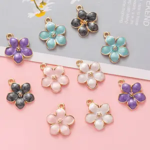 Flower Pendant Cheap Popular Zinc Alloy Colorful Flower Pendant Charms For Earrings Bracelets jewelry making