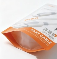 Sac à fermeture éclair personnalisé avec logo imprimé, vente en gros directe d'usine, avec trou de suspension pour câble de chargeur USB et accessoires électroniques