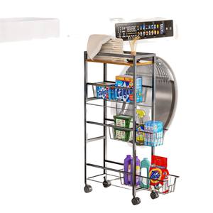 Chariot de service mobile à 4 niveaux, facile à assembler, noir, petit chariot de rangement pour café, cuisine, salon - Product Image 4