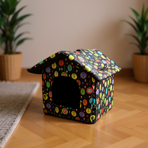 Cuccia per Animali Yommy 42x40x37cm, Letto Morbido Pieghevole per Cani e Gatti, Taglia Piccola con Design a Motivi Colorati per Uso Interno - Product Image 3