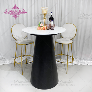 Tables de bar à pied haut de gamme en fer noir avec <span class=keywords><strong>plateau</strong></span> en dalle de roche pour événements, banquets et bars à cocktails modernes - Product Image 2