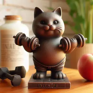 Funny Cats Leakage Food Toy Puzzle Rolling Resin Craft Of Pet Cat Dumbbell Toy