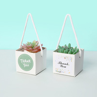 Boîte cadeau carrée en papier kraft avec poignée, imperméable et respectueuse des plantes, pour petites succulentes