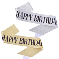 Joyeux Anniversaire – Accessoires de Décoration pour Fête Fille : Bandeau Doré, Décorations de Gâteau, Accessoires Photo
