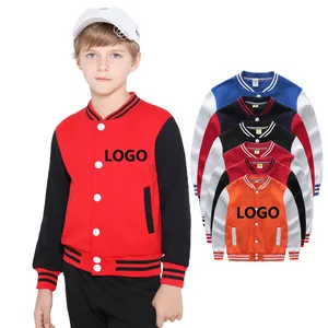 School Sport Sweatshirt Children Baseball Jackets Custom Embroidered Logo Kids Boy Varsity Jacket Logo Printing