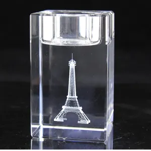 לייזר אייפל מגדל קריסטל קוביית בלוק Tealight מחזיק MH-1490 - Product Image 1