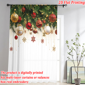 COSENNATUR Rideau transparent de Noël imprimé sur mesure 100 % polyester avec passe-tringle, impression numérique 2D, décoration de fenêtre pour les fêtes - Product Image 6