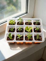 Plateau de semis 12 cellules en PP+TPR double matériau avec trous de drainage pour l'aération des racines, kit de germination de plantes réutilisable et flexible