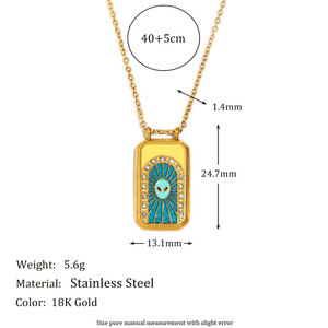Collar de cartas del tarot chapado en oro de 14k y 18k, de acero inoxidable 316L, personalizado y vintage, para mujer, al por mayor. - Product Image 4