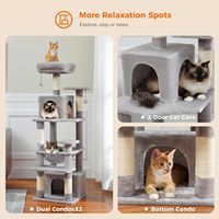 Grande tour à chat de 136 cm pour chats de grande taille, poteaux à gratter recouverts de sisal, coussinets, double panier, arbre à chat d'intérieur gris, grattoir pour chat de petite taille