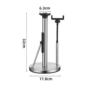 Porte-rouleau de cuisine de bureau sans trou, porte-serviettes de cuisine en acier inoxydable, porte-serviettes en papier droit réglable - Product Image 5