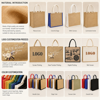 Sac fourre-tout en jute écologique personnalisé avec poignées en toile, sac de courses réutilisable en toile de jute pour cadeau promotionnel d'entreprise