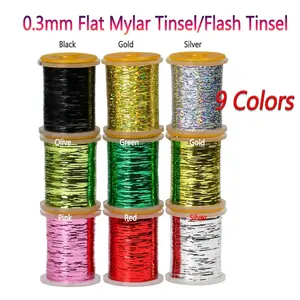 0.3mm /1mm Fly bağlama düz Mylar Tinsel holografik flaş Tinsel kuru islak larvası flama alabalık balıkçılık Fly bağlama malzeme