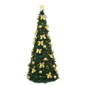 Nuevo Árbol de Navidad Artificial Retráctil Plegable de PVC de 4/5/6 Pies con Luces Preinstaladas para Decoración Navideña - Product Image 1