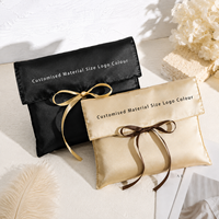 Pochette de rangement en satin rose imprimée avec logo personnalisé, sac de protection de luxe en soie pour perruques, emballage cosmétique pour cheveux et textiles
