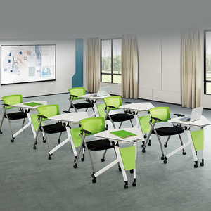 Table de réunion portable à roulettes pour salles de conférence, table de conférence moderne pour bureaux commerciaux, plateau en bois long - Product Image 3