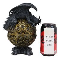 Statue de boîte à bijoux en forme de dragon s'assoissant sur un œuf avec des pattes à griffes