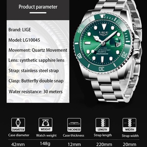 LIGE Fashion Luxury Quartz Men's Watch Casual Sports Stainless Steel Watch Business Men's Watch <b>Clock</b> Reloj Hombre - Product Image 2
