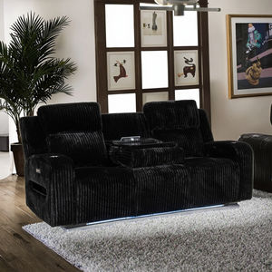 厚手のストライプコーデュロイ生地を使用したモダンなモジュール式セクショナルソファセット、センターコンソールソケット、カップホルダー付き、ホテルやヴィラでの使用に最適、リクライニング機能付き - Product Image 4