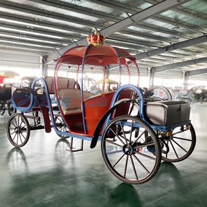 Carruaje eléctrico rojo con detalles azules para turismo y bodas - Product Image 2