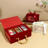 Coffret Cadeau Personnalisé pour Mariage Chinois, Boîte à Pâtisserie Double Bonheur à Poignée en Bambou, Motif Floral et Oiseaux, pour Boutiques et Vente en Gros