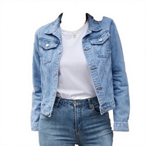 Women <b>Denim</b> Solid Color Black Blue Yellow Red Casual <b>Long</b> Sleeve Button Down <b>Jacket</b> For Women - Product Image 3