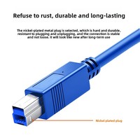 Kabel USB 3.0 Tipe A ke B Inti Tembaga Transfer Data Kecepatan Tinggi Printer Hard Drive Seluler Biru