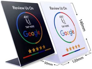 Carte NFC de présentation de table personnalisée en PVC mat blanc et noir avec impression pour avis Google et réseaux sociaux - Product Image 3
