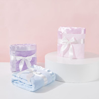 Vente chaude De Luxe Lavande Doux Sentiment Flanelle Polaire Satin Bord Nouveau-Né Bébé Couverture