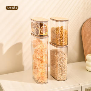 Ideale Bamboe Luchtdichte Voedselopslagcontainers Met Bamboe Deksels En Siliconen Afdichtingsringen, Doorzichtige Plastic Jerrycans Voor Granen - Product Image 4