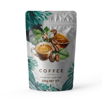 Sachet Café Personnalisé 200g 500g 1kg Mylar Alu Stand Up Zip Sac d'emballage Café avec Valve Compostable
