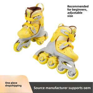 Patins à roulettes multifonctionnels réglables pour filles <span class=keywords><strong>Roues</strong></span> doubles simples Lumières clignotantes exclusives transfrontalières PU pour enfants - Product Image 2