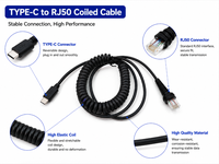 Kabel Pemindai Barcode SOTESIN Custom Coiled Type-C ke RJ50/RJ45 untuk Honeywell 1200G 1900GHD, Supplier Pabrik OEM ODM
