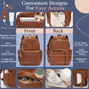 Sac à dos bébé portable Offre Spéciale dernier <span class=keywords><strong>cuir</strong></span> végétalien de grande capacité avec poches isolées pour femmes OEM Skill-screen - Product Image 4
