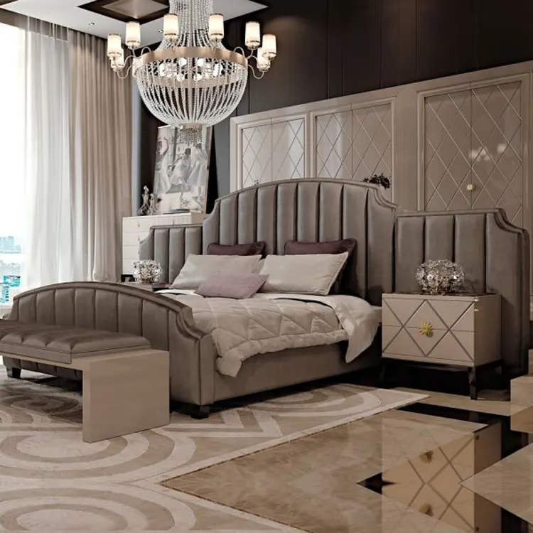 Новинка 2020, мебель двойного дизайна, деревянные кровати с высокой спинкой, кожаная кровать