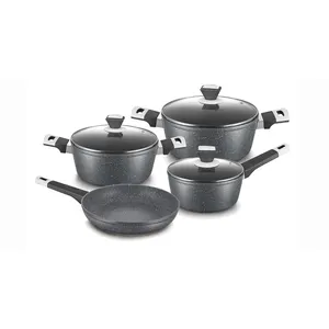 조리기구 7PCS 블랙 백 단조 밥솥 nonstick 조리기구 세트, 팬 조리기구