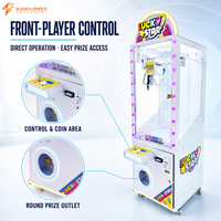 Machine à griffes commerciale d'arcade, jeu de grue à monnayeur, distributeur de cadeaux avec éclairage LED sur le bord et base mobile sur roulettes